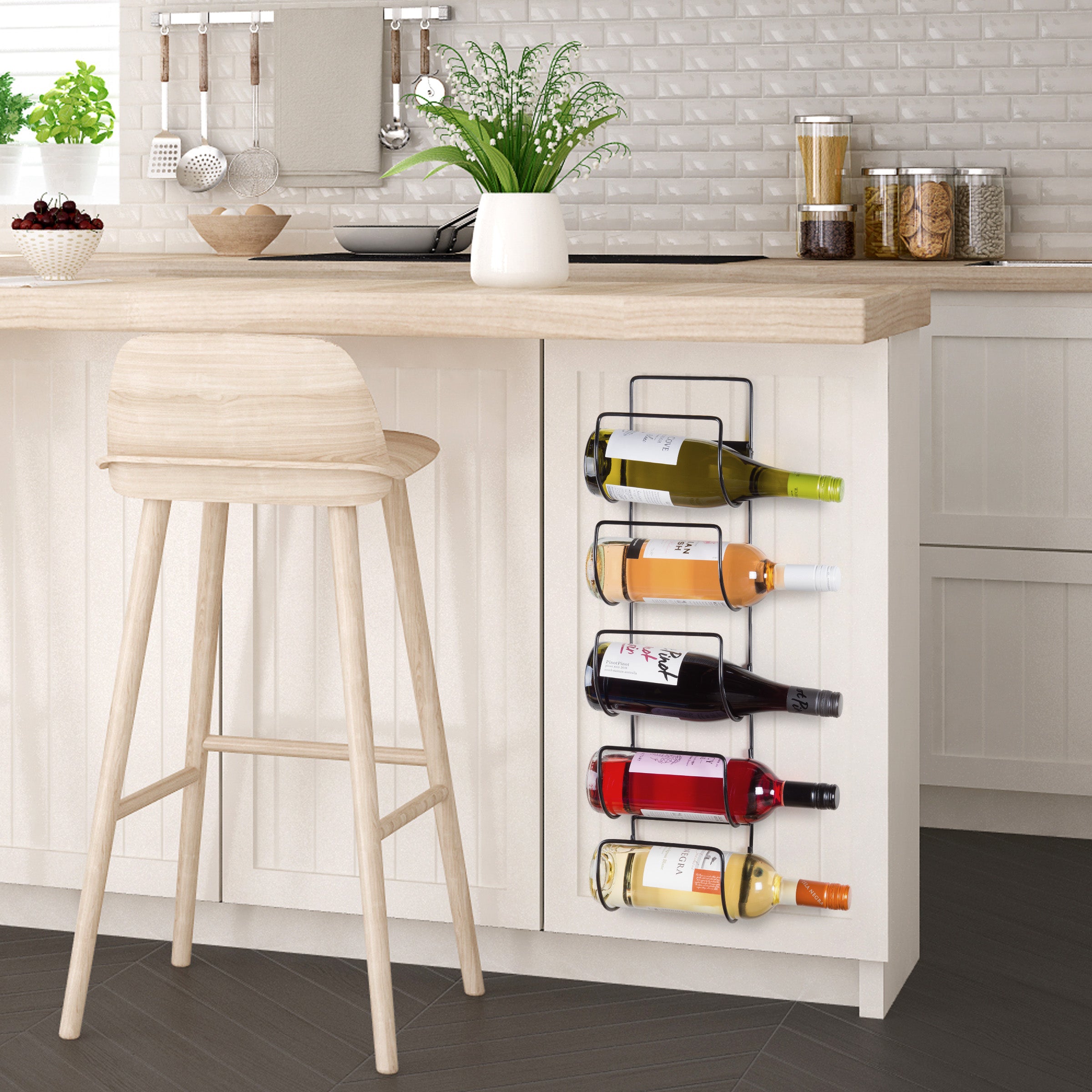 5 Bottle Wine Rack Black Metal Wall Mounted Storage Holder Shelf Kitchen Vine 5 Bottle Wine Rack Black Metal Wall Mounted Storage Holder Shelf Kitchen Vine